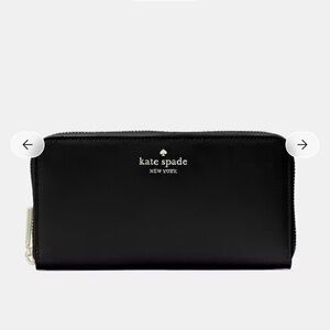 kate spade black zip-around large continental wallet with gold logo